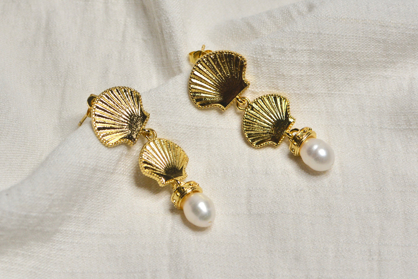 Aretes Conchas y Perla