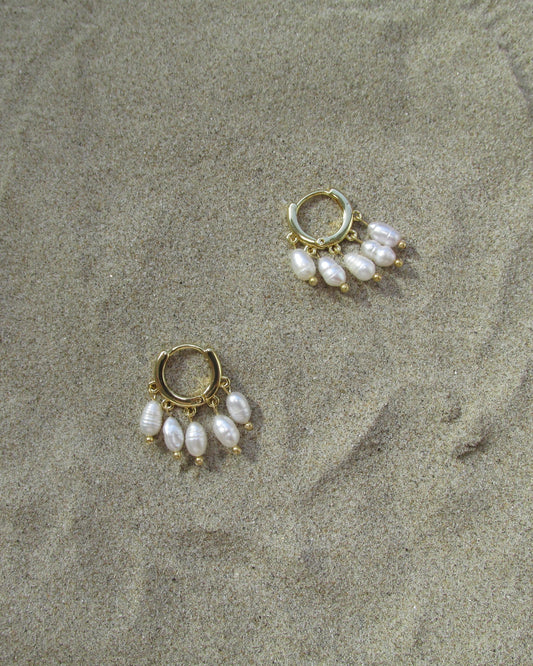 Aretes Hoops Perlas
